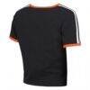 San Francisco Giants WEAR by Erin Andrews Women's Cropped Throwback Ringer Baby T-Shirt - Black - Back View