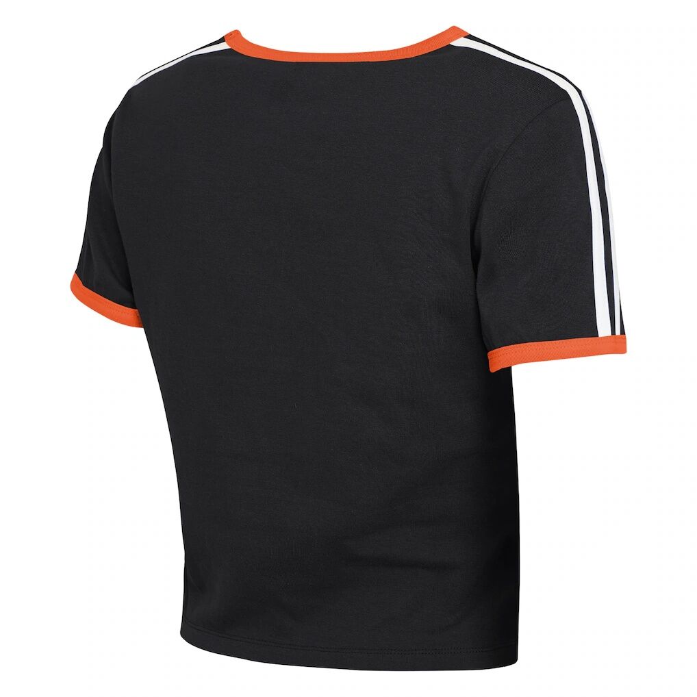 San Francisco Giants WEAR by Erin Andrews Women's Cropped Throwback Ringer Baby T-Shirt