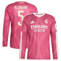 Jude Bellingham Real Madrid adidas 2026/27 Third Replica Long Sleeve Jersey - Pink - Front View