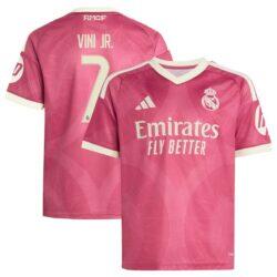 Vini Jr. Real Madrid adidas Youth 2026/27 Third Replica Jersey - Pink - Front View