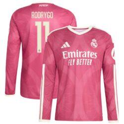 Rodrygo Real Madrid adidas 2026/27 Third Replica Long Sleeve Jersey - Pink - Front View