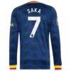 Bukayo Saka Arsenal adidas 2026/27 Away On-Field Authentic Long Sleeve Jersey - Navy - Detail View