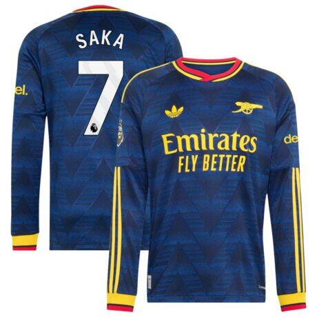 Bukayo Saka Arsenal adidas 2026/27 Away On-Field Authentic Long Sleeve Jersey - Navy - Front View