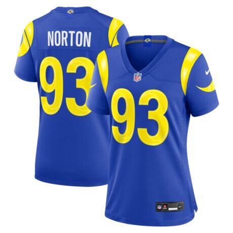 Bill Norton Los Angeles Rams Nike Women's Team Game Jersey - - Front View