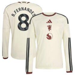 Bruno Fernandes Manchester United adidas 2026/27 Third Replica Long Sleeve Jersey - Cream - Front View