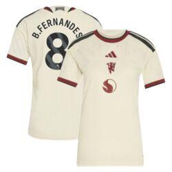 Bruno Fernandes Manchester United adidas Women's 2026/27 Third Replica Jersey - Cream - Front View
