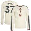 Kobbie Mainoo Manchester United adidas 2026/27 Third Replica Long Sleeve Jersey - Cream - Front View