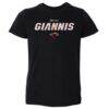 Giannis Antetokounmpo Miami Heat 500 Level Toddler Team Font T-Shirt - Black - Front View