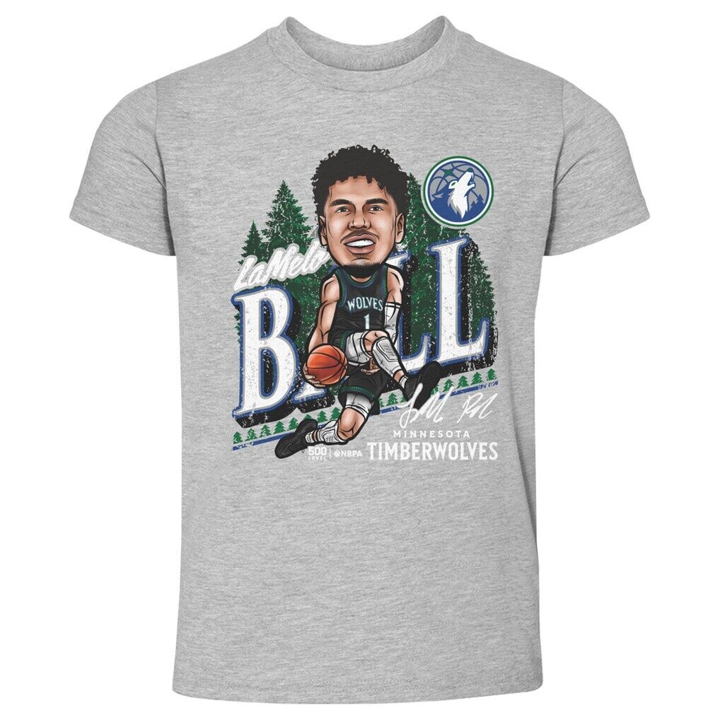 LaMelo Ball Minnesota Timberwolves 500 Level Toddler City Cartoon T-Shirt - Heather Gray