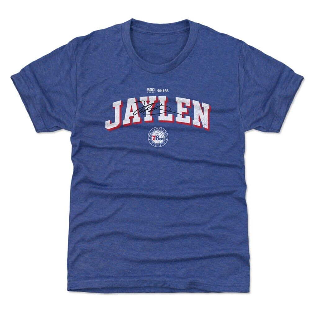 Jaylen Brown Philadelphia 76ers 500 Level Youth Team Font T-Shirt - Royal