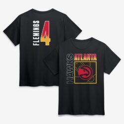 Kingston Flemings Atlanta Hawks Home Court Pop Name & Number T-Shirt - Black - Front View