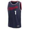 Keaton Wagler LA Clippers Fashion7 Youth Fast Break Replica Jersey - Navy - - Side View