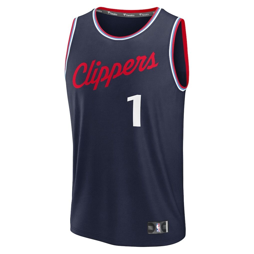 Keaton Wagler LA Clippers Fashion7 Youth Fast Break Replica Jersey - Navy - Icon Edition