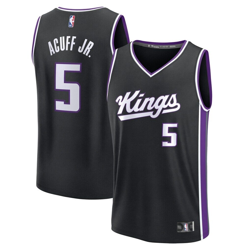 Darius Acuff Jr. Sacramento Kings Fashion7 Youth Fast Break Replica Jersey - Black - Icon Edition