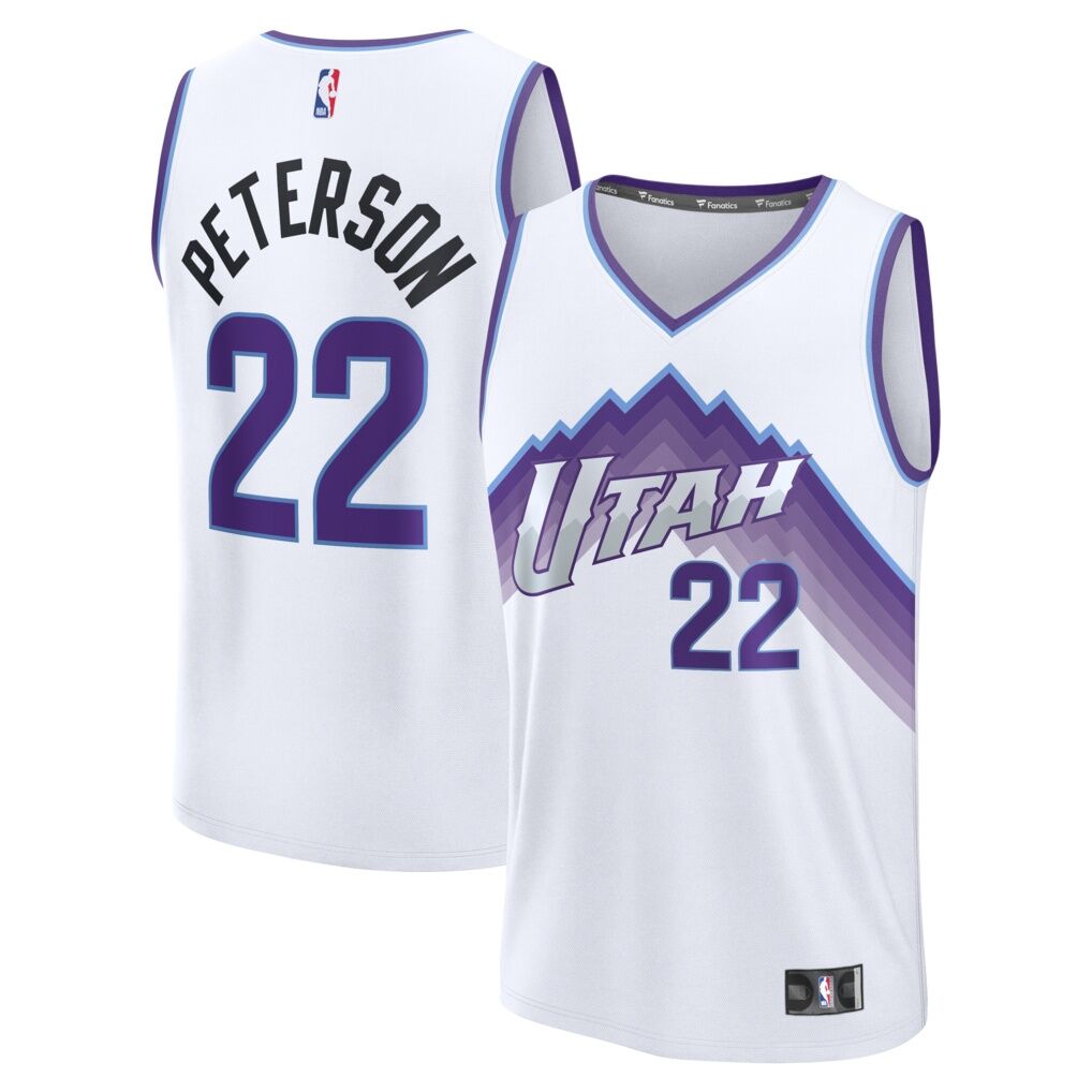 Darryn Peterson Utah Jazz Fashion7 Youth Fast Break Replica Jersey - White - Association Edition
