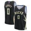 Brayden Burries Milwaukee Bucks Fashion7 Youth Fast Break Replica Jersey - Black - - Front View