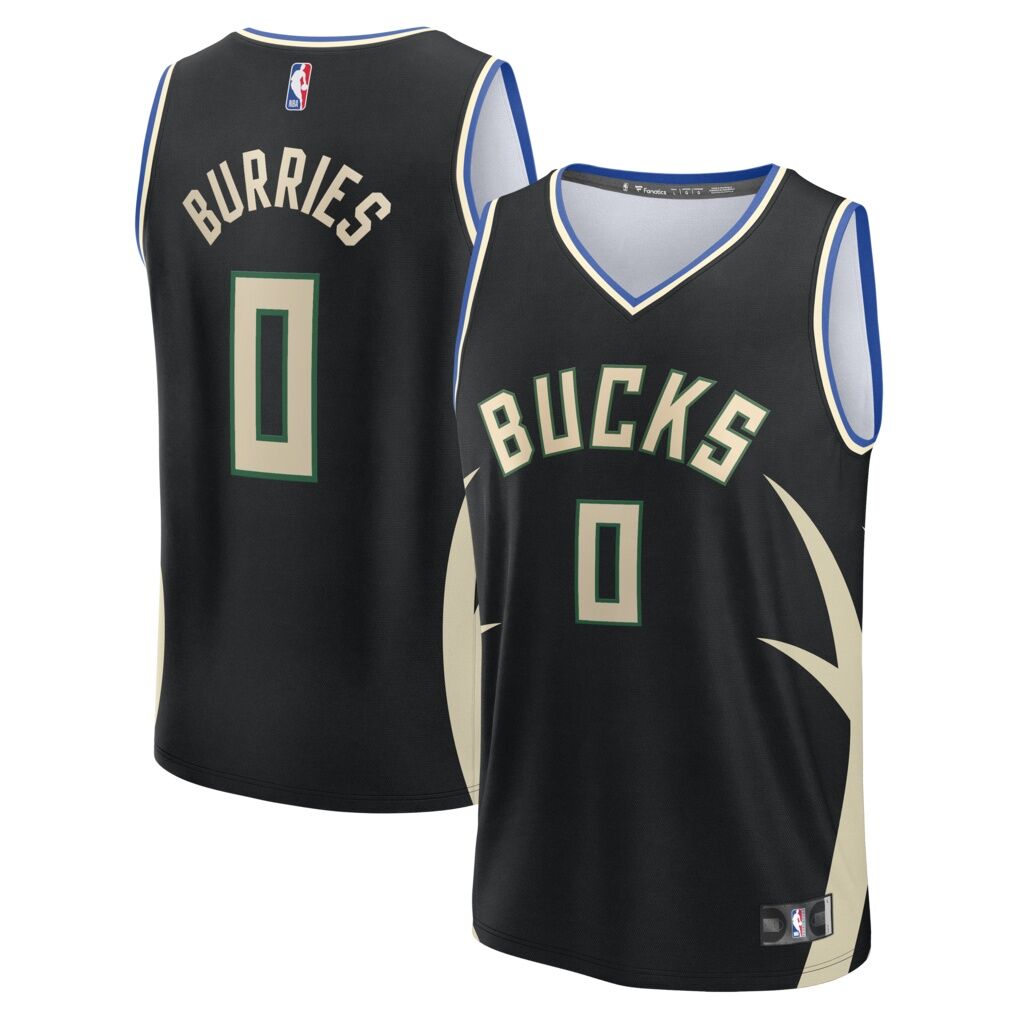 Brayden Burries Milwaukee Bucks Fashion7 Youth Fast Break Replica Jersey - Black - Statement Edition