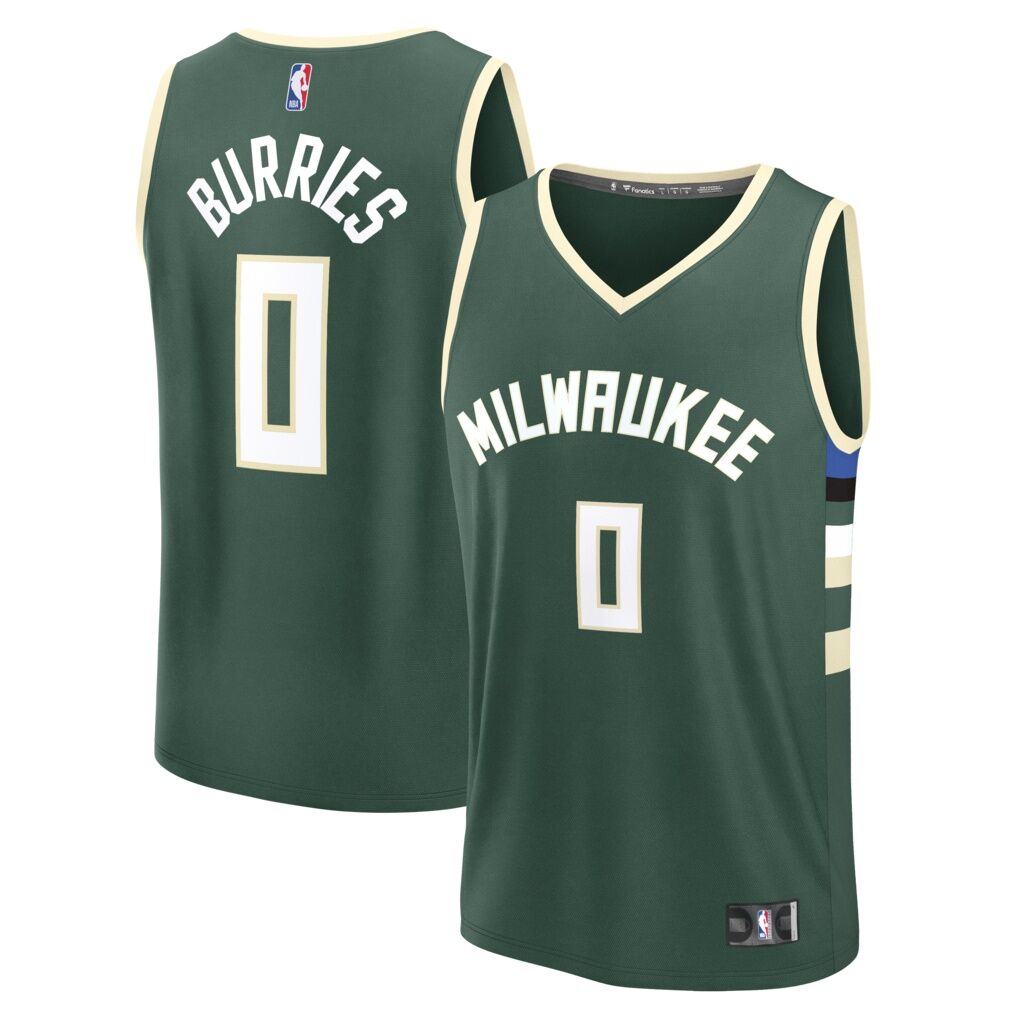 Brayden Burries Milwaukee Bucks Fashion7 Youth Fast Break Replica Jersey - Hunter Green - Icon Edition