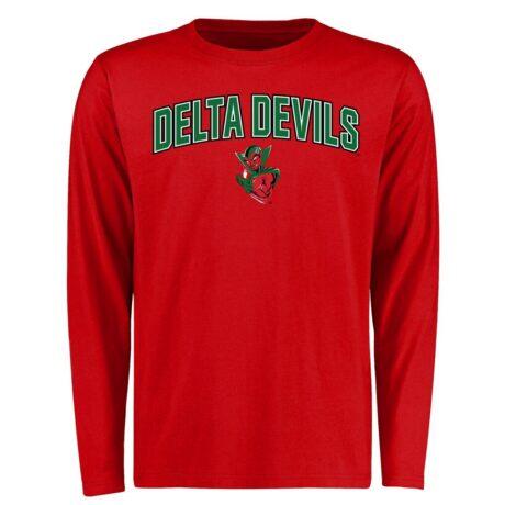 Mississippi Valley State Delta Devils Proud Mascot Long Sleeve TShirt Red - Red - Front View