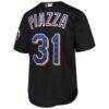 Mike Piazza New York Mets Mitchell & Ness Youth Cooperstown Collection Mesh Batting Practice Jersey - Black - Detail View