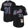 Mike Piazza New York Mets Mitchell & Ness Youth Cooperstown Collection Mesh Batting Practice Jersey - Black - Front View