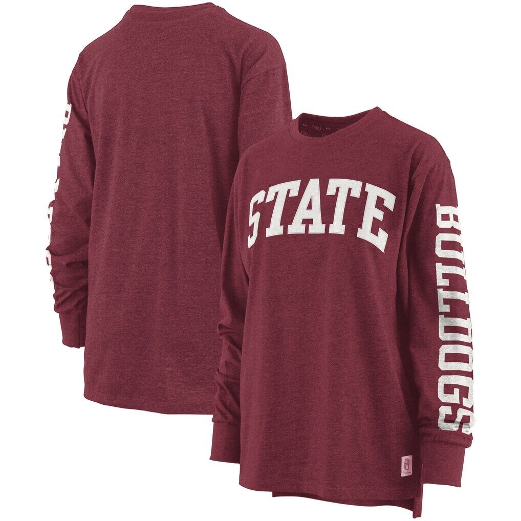 Mississippi State Bulldogs Pressbox Women's Two-Hit Canyon Long Sleeve T-Shirt - Maroon