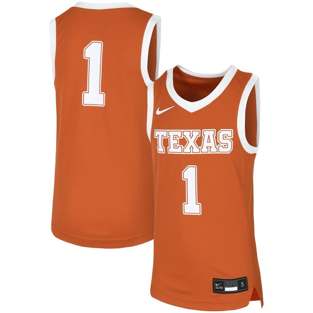 #1 Texas Longhorns Nike Youth Replica Team Basketball Jersey