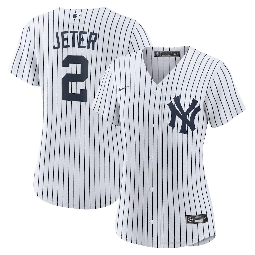Derek Jeter New York Yankees Nike Women's Home Replica Player Name Jersey - White/Navy