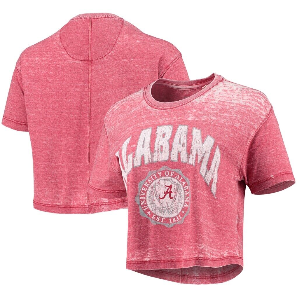 Alabama Crimson Tide Pressbox Women's Edith Vintage Burnout Crop T-Shirt