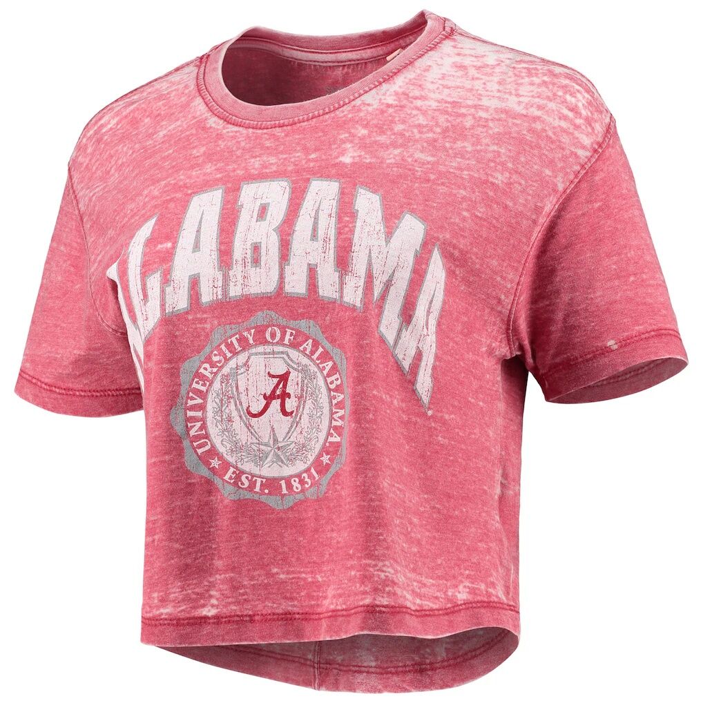 Alabama Crimson Tide Pressbox Women's Edith Vintage Burnout Crop T-Shirt