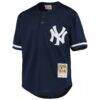 Derek Jeter New York Yankees Mitchell & Ness Youth Cooperstown Collection Mesh Batting Practice Jersey - Navy - Side View