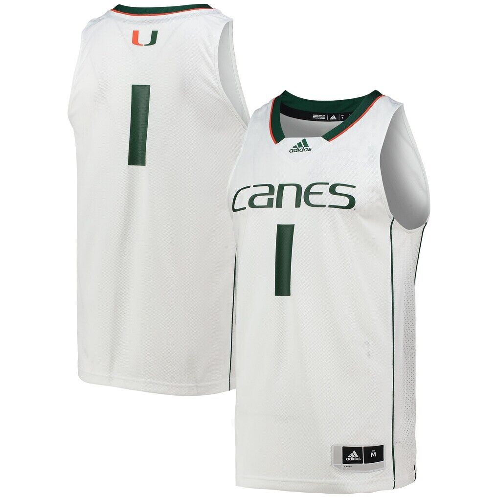#1 Miami Hurricanes adidas Team Swingman Basketball Jersey