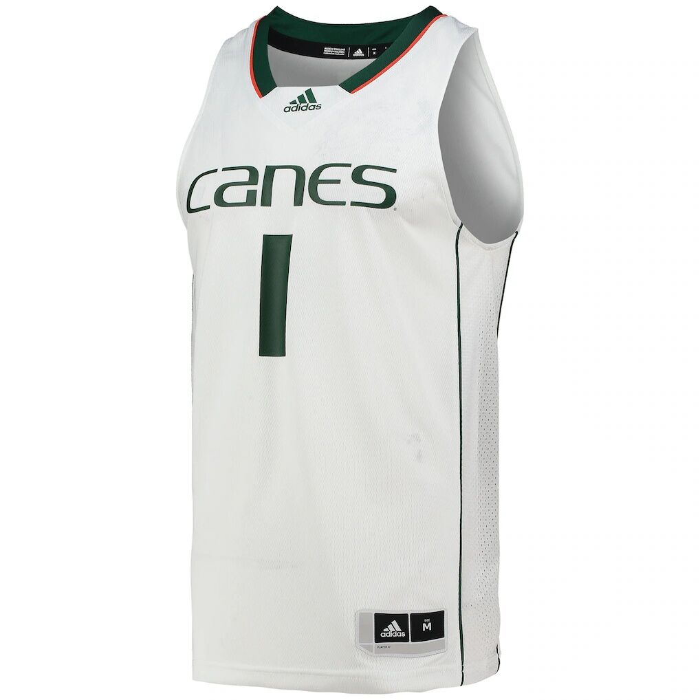 #1 Miami Hurricanes adidas Team Swingman Basketball Jersey