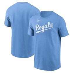 Kansas City Royals Nike Cooperstown Collection Wordmark T-Shirt - Light Blue - Front View