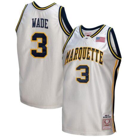 Dwyane Wade Marquette Golden Eagles Mitchell & Ness College Vault 2002/03 Authentic Jersey - White - Front View