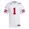 #1 Nebraska Huskers adidas Premier Football Jersey - White - Side View