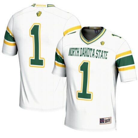 #1 NDSU Bison GameDay Greats Youth Endzone Football Jersey - White - Front View