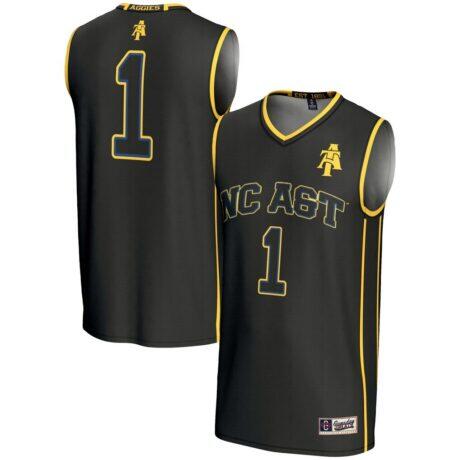 #1 North Carolina A&T Aggies GameDay Greats Youth Lightweight Basketball Jersey - Black - Front View