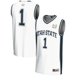 #1 Utah State Aggies GameDay Greats Youth Lightweight Basketball Jersey - White - Front View