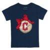 Cleveland Guardians Tiny Turnip Toddler Baseball Bow T-Shirt - Navy - Side View
