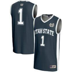 #1 Utah State Aggies GameDay Greats Youth Lightweight Basketball Jersey - Navy - Front View
