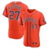 Jose Altuve Houston Astros Nike Alternate Authentic Sponsor Patch Jersey - Orange - Front View