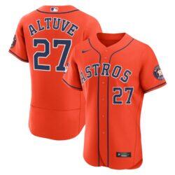 Jose Altuve Houston Astros Nike Alternate Authentic Sponsor Patch Jersey - Orange - Front View