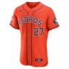 Jose Altuve Houston Astros Nike Alternate Authentic Sponsor Patch Jersey - Orange - Side View