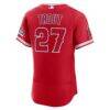 Mike Trout Los Angeles Angels Nike Alternate Authentic Sponsor Patch Jersey - Red - Detail View