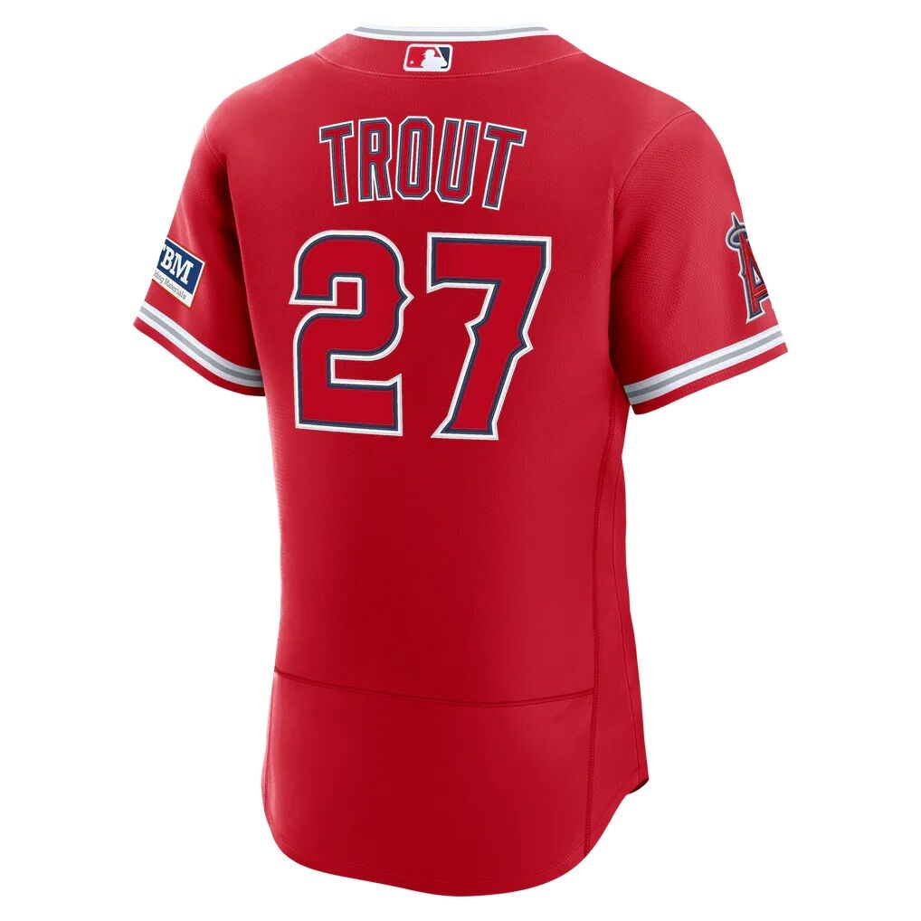 Mike Trout Los Angeles Angels Nike Alternate Authentic Sponsor Patch Jersey