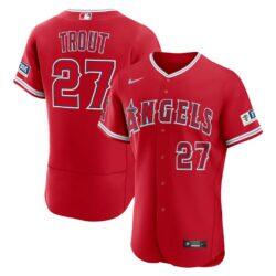 Mike Trout Los Angeles Angels Nike Alternate Authentic Sponsor Patch Jersey