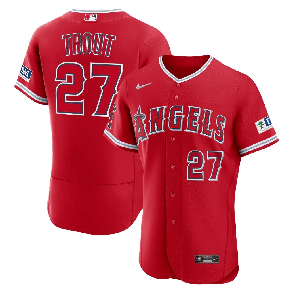 Mike Trout Los Angeles Angels Nike Alternate Authentic Sponsor Patch Jersey