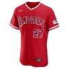 Mike Trout Los Angeles Angels Nike Alternate Authentic Sponsor Patch Jersey - Red - Side View