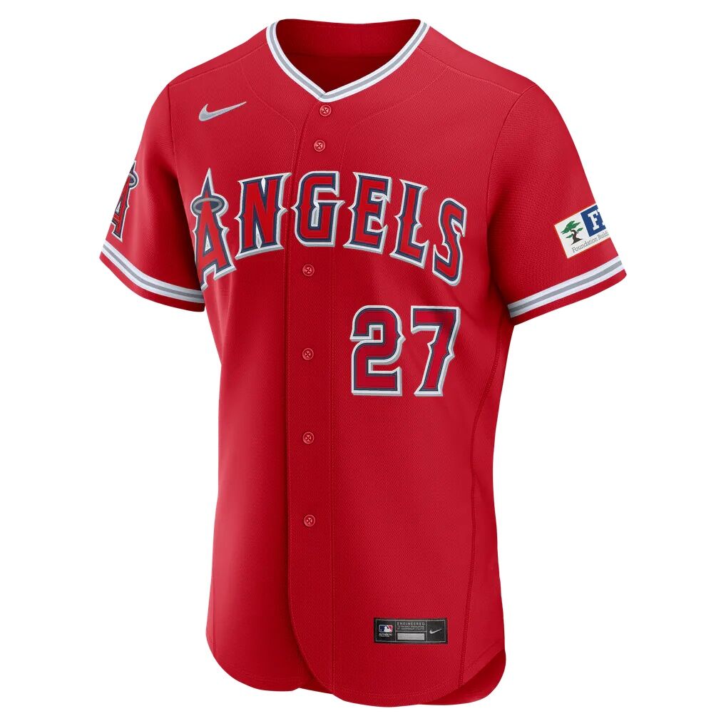 Mike Trout Los Angeles Angels Nike Alternate Authentic Sponsor Patch Jersey